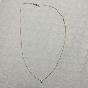 14k solitaire Diamond bezel necklace , 0.12 ctw Diamond